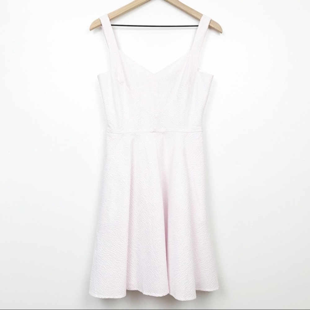 Ann Taylor Seersucker Pink & White Stripped Dress